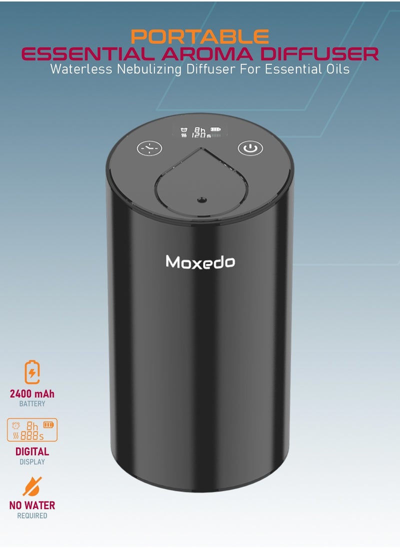 Moxedo - Moxedo Essential Aroma Diffuser Waterless Nebulizing Diffuser for Essential Oil Aroma Mist Portable Cordless USB Rechargeable with Timer for Car Room and Office - Image 1