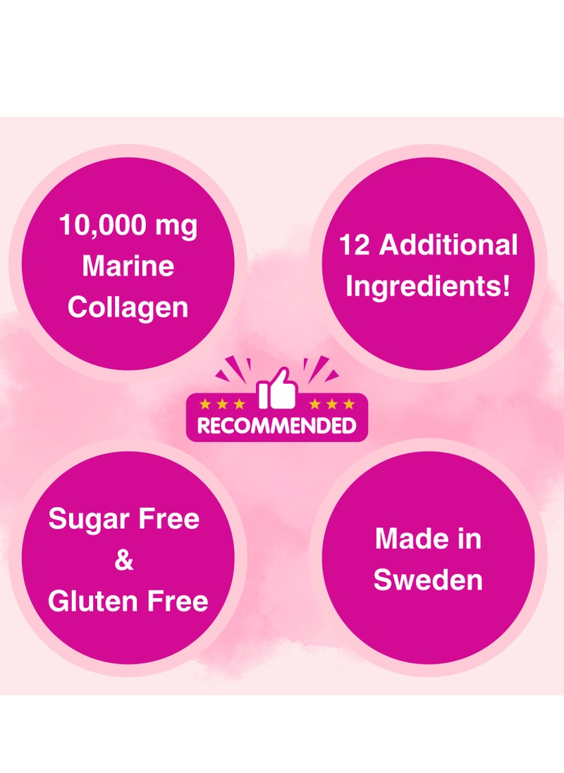 YOUNG LIFE - Extra Marine Collagen Shots 10,000mg | 500 ML | Premium Swedish Hydrolyzed Collagen Peptides Liquid | Biotin | Vit C, D, B6, B12 | Green Tea | Hyaluronic Acid | Sugar Free | GMO Free | Berry Flavor - Image 1