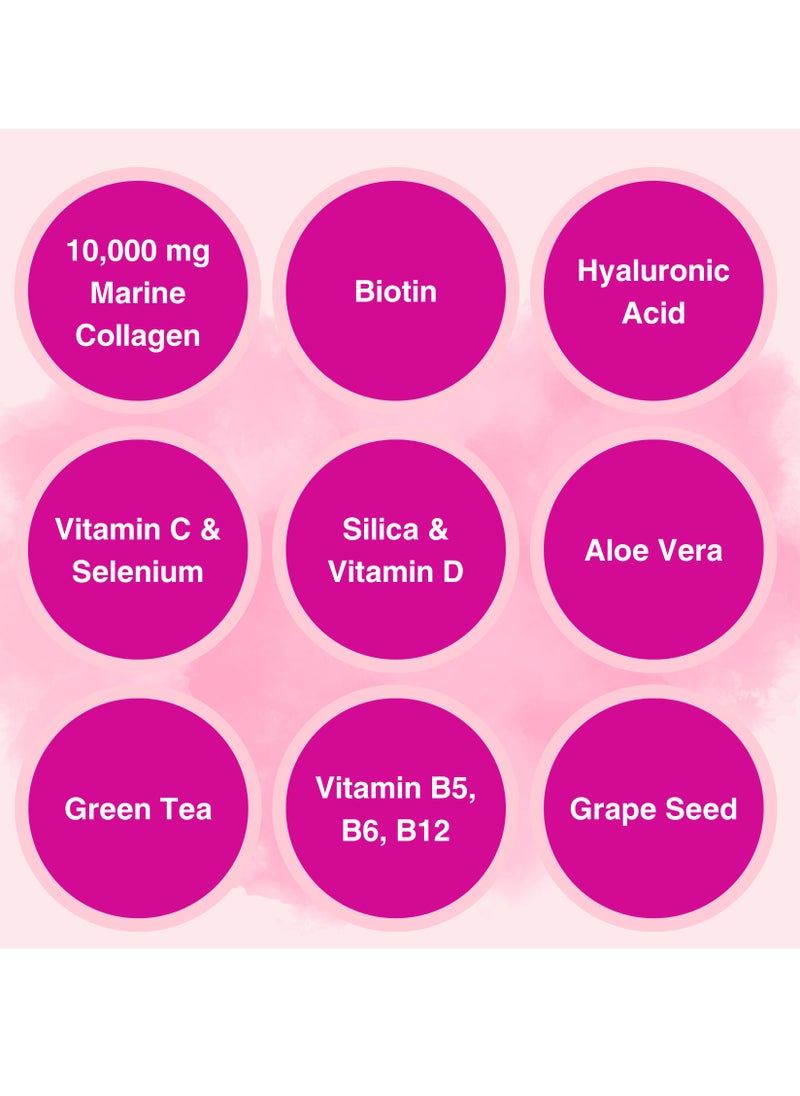 YOUNG LIFE - Extra Marine Collagen Shots 10,000mg | 500 ML | Premium Swedish Hydrolyzed Collagen Peptides Liquid | Biotin | Vit C, D, B6, B12 | Green Tea | Hyaluronic Acid | Sugar Free | GMO Free | Berry Flavor - Image 1