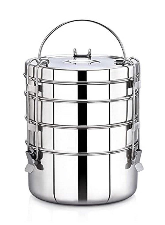 Expresso - Stainless Steel Food Grade Lunch Box | Traditional Tiffin Carrier/Container for School/Office, Dia 22.5cm | 4 Tier - Image 1