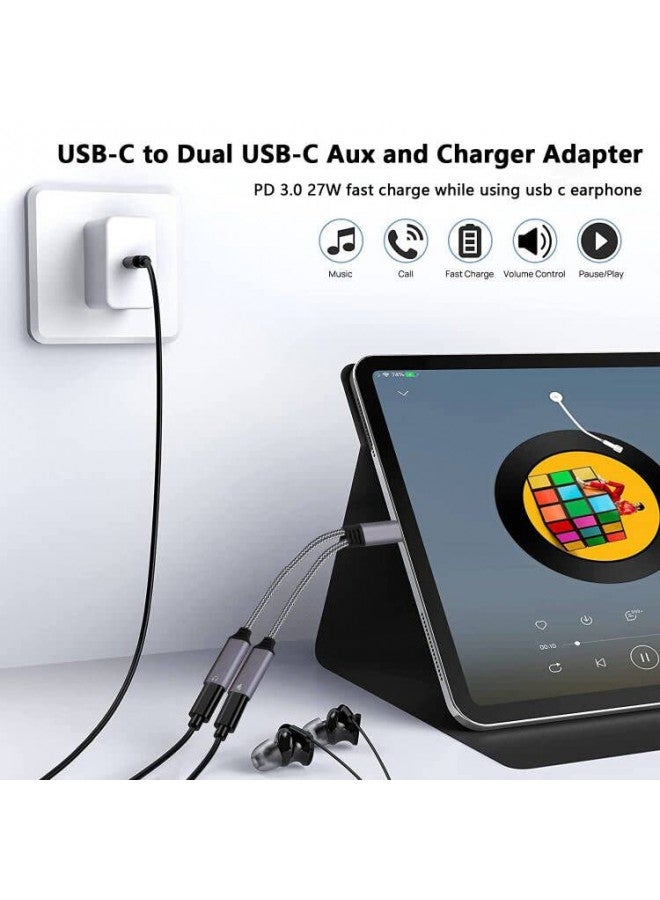 WLTASUY Dual USB C Splitter, Hi-Fi Sound Quality, Compatible with iPhone 15, Galaxy S21, Pixel 4, OnePlus, Supports Fast Charging up to 27W - Image 2