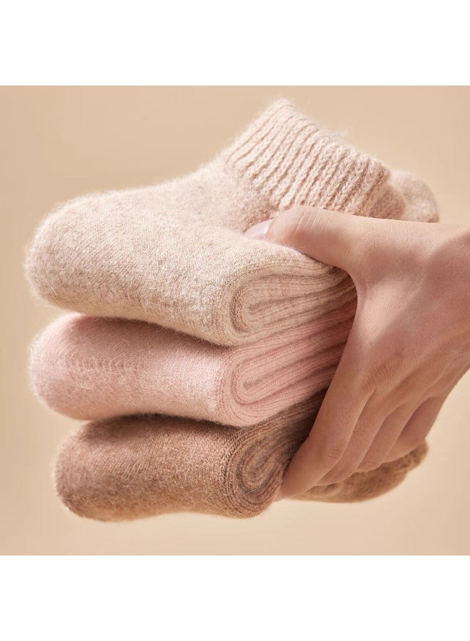 Miiow Women's 3 Pairs Wool Socks Autumn Winter Mid-calf Fleece Thickened Warm Loose Top Rabbit Hair Maternity Sleep Long Socks
