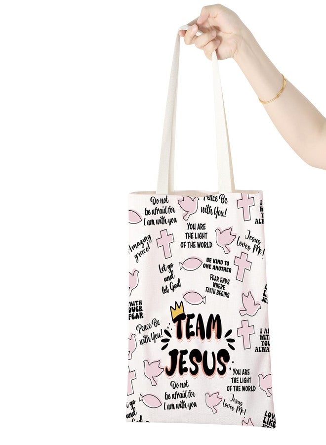 WCGXKO Team Jesus Gift Christian Gift Team Jesus Canvas Tote Bag Reusable Bag Shopping Bag (AM JESUS tote) - Image 5