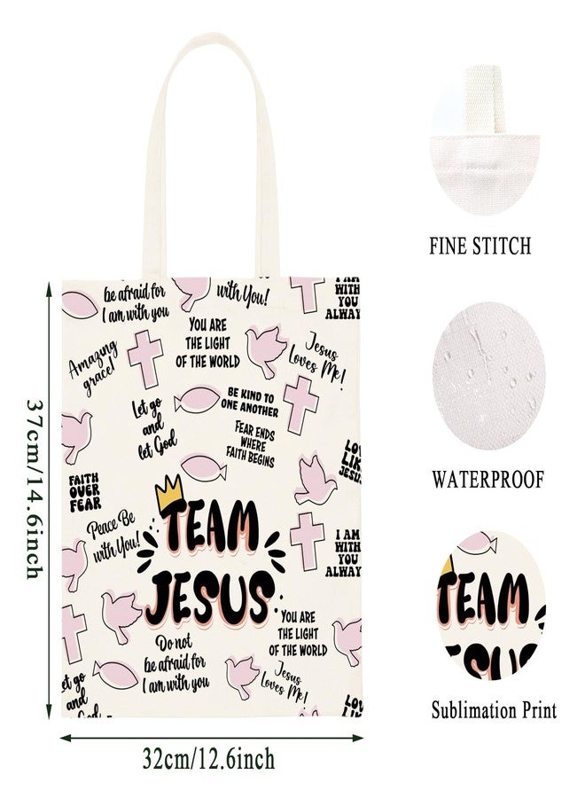 WCGXKO Team Jesus Gift Christian Gift Team Jesus Canvas Tote Bag Reusable Bag Shopping Bag (AM JESUS tote) - Image 2