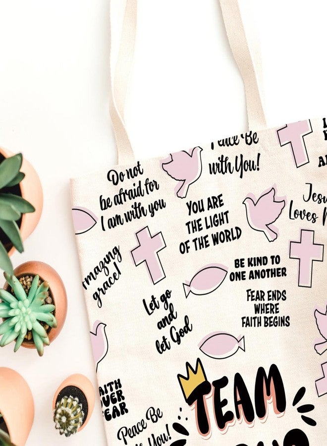 WCGXKO Team Jesus Gift Christian Gift Team Jesus Canvas Tote Bag Reusable Bag Shopping Bag (AM JESUS tote) - Image 4