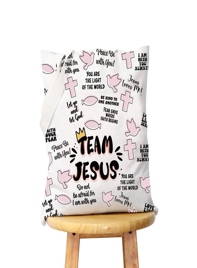 WCGXKO Team Jesus Gift Christian Gift Team Jesus Canvas Tote Bag Reusable Bag Shopping Bag (AM JESUS tote) - Image 1