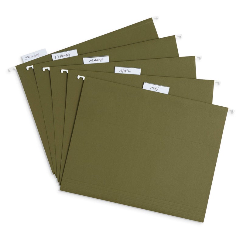 Blue Summit Supplies 25 Hanging File Folders, Reinforced Hanging Folders, Standard File Folders for Filing Cabinet, Letter Size, Green, 25 Pack - Image 3