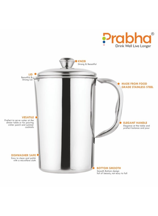 Prabha Stainless Steel Hero Water Jug Plain - 2300ml | Premium Serving Jug - Image 3