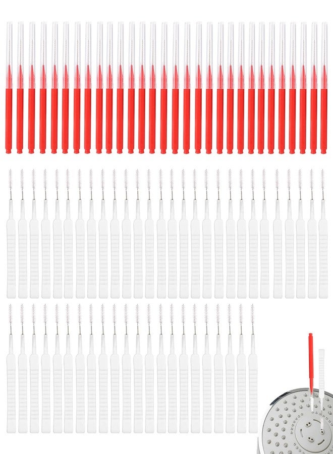 lasuroa 80pcs Shower Head Cleaner Tools, Including 30 Cleaning Brushes & 50 Shower Hole Showerhead Crevice Picks Brushes Unclogger Tools for Bathroom Tiny Mini Small Holes Sink Gaps (Red, White - Image 1