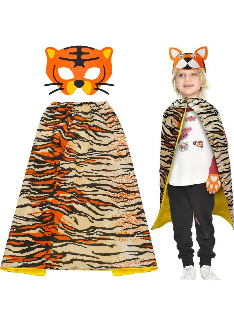 CMGTYYD. زي النمر زي أطفال بطبعة جلد النمر للأطفال عباءة وقناع لزي تنكري للأطفال هدايا حفلات أعياد الميلاد لموضوع الغابة لوازم حفلات التنكر على المسرح - Image 1