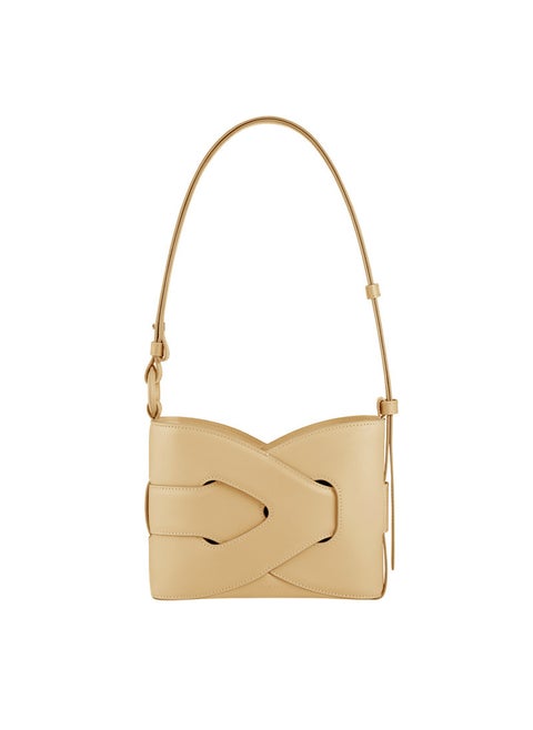 Polene Nodde Leather Weave Bag, Geometric Underarm Oatmeal