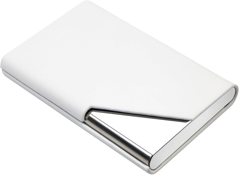 Padike Business Card Holder, Upgraded Leather Business Card Case Pocket Card Holders for Men or Women, Metal Slim Name Card Holder RFID Blocking Business Card Carrier with Magnetic Closure (Y-WH) - Image 1