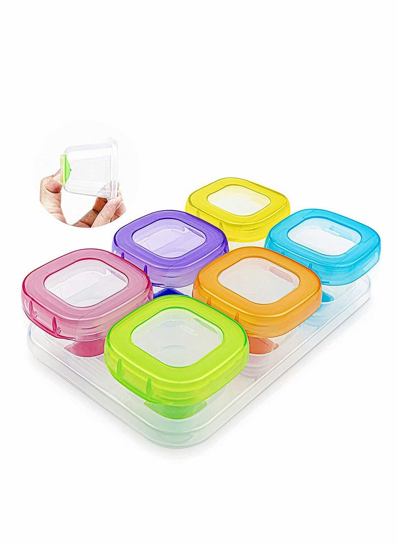 Leakproof Baby Food Blocks Containers, BPA Free Reusable Jars with Soft Base, 6Pcs 2oz, Safe for Freezer, Microwave & Dishwasher - Image 1