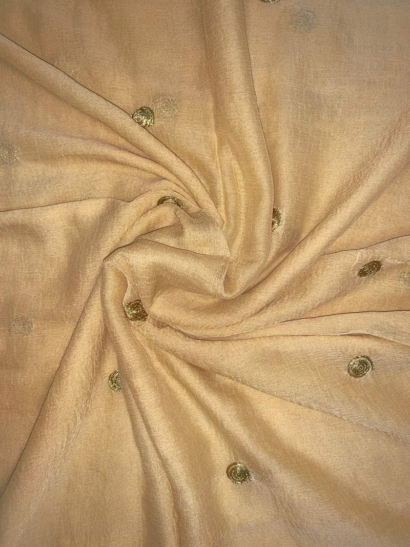 themilestocks Woman's Embroidered Chiffon Dupatta Scarf Shawl Wrap Soft Indian Bridal Wedding - Camel - Image 5