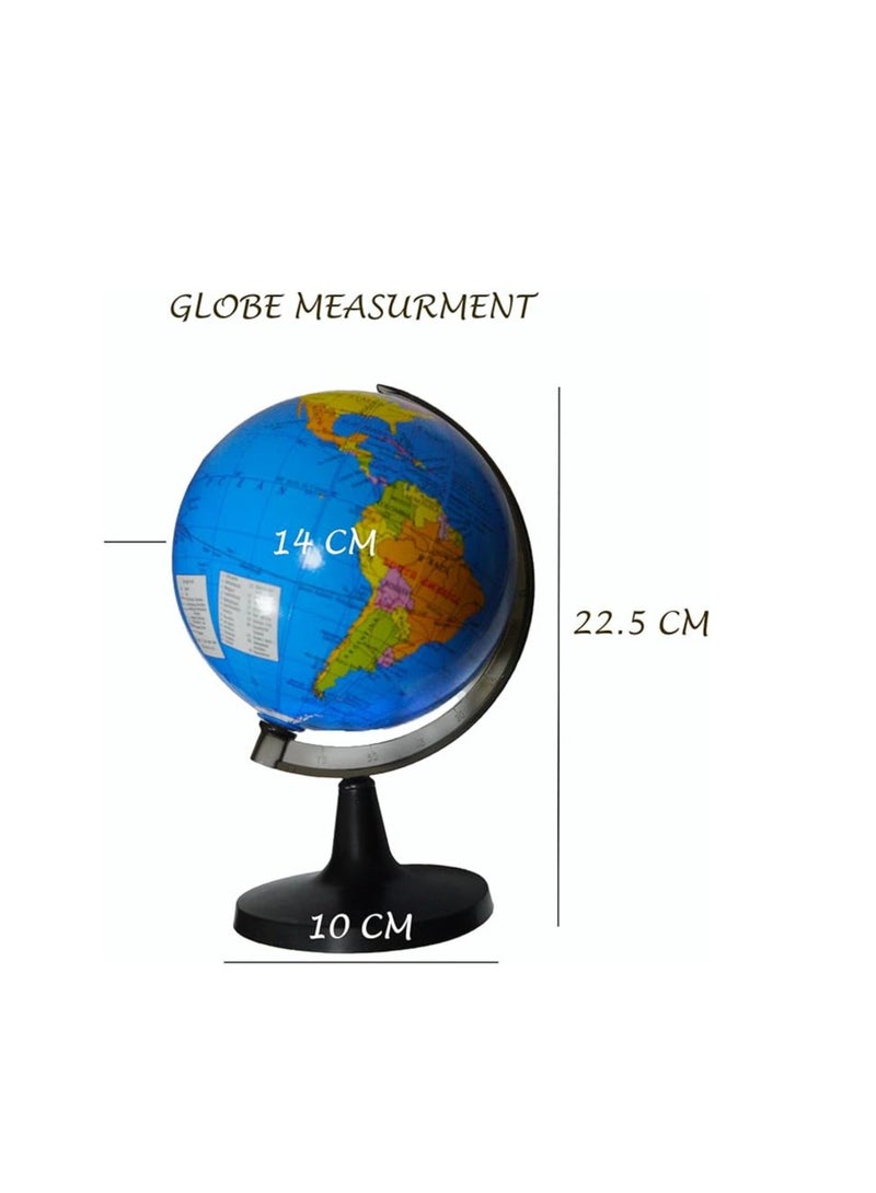 World Globe Political Map Educational Geographic Globe Globe with Light Wood Base Alloy Globe 14CM  - Image 2