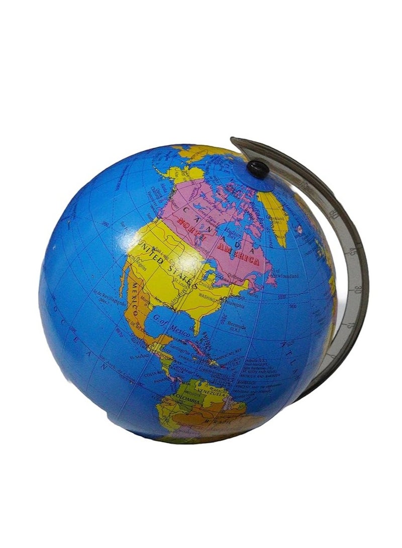 World Globe Political Map Educational Geographic Globe Globe with Light Wood Base Alloy Globe 14CM  - Image 4