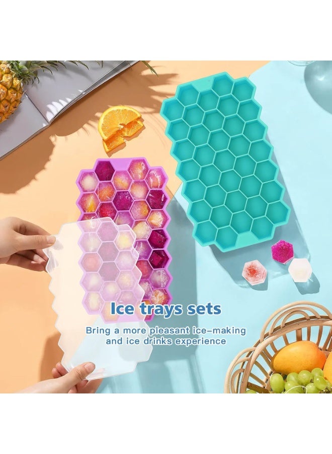 2 Pack Silicone Ice Cube Trays with Lids, 37-Grid Easy Release Ice Molds - Image 2