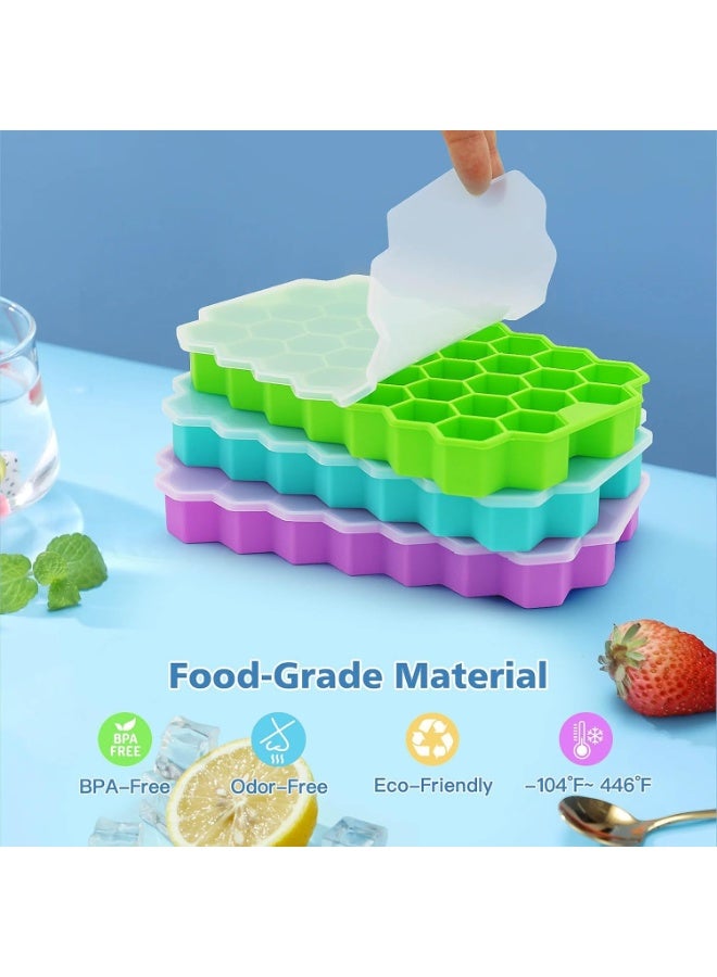 2 Pack Silicone Ice Cube Trays with Lids, 37-Grid Easy Release Ice Molds - Image 3
