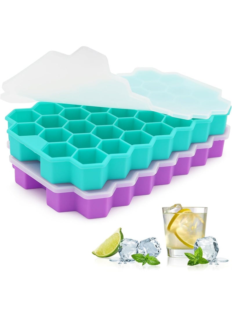 2 Pack Silicone Ice Cube Trays with Lids, 37-Grid Easy Release Ice Molds - Image 1