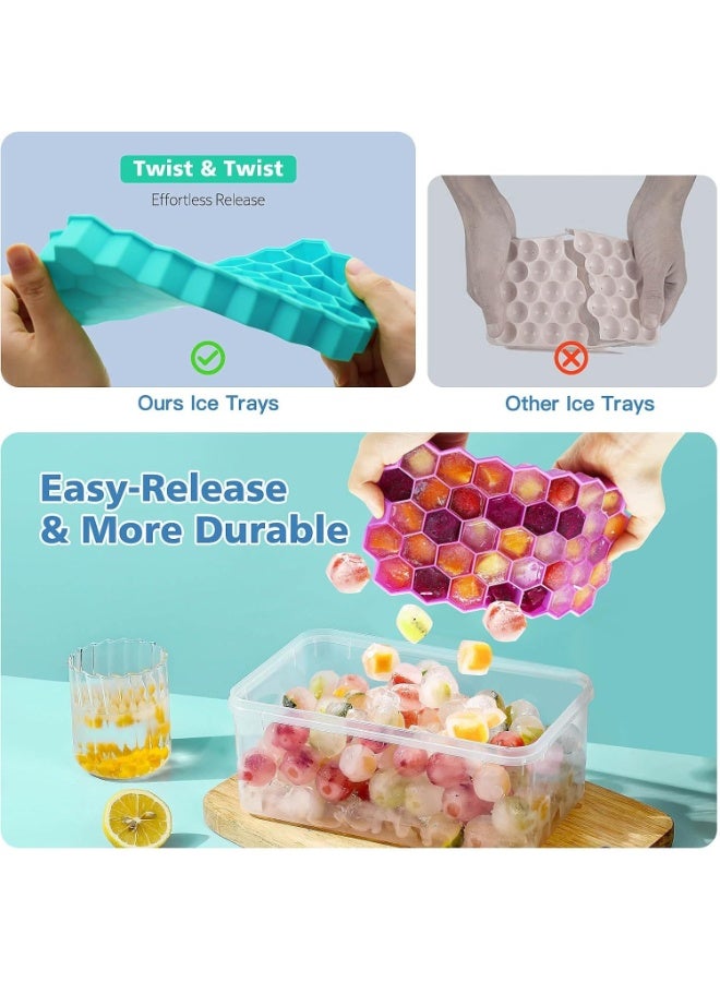 2 Pack Silicone Ice Cube Trays with Lids, 37-Grid Easy Release Ice Molds - Image 4