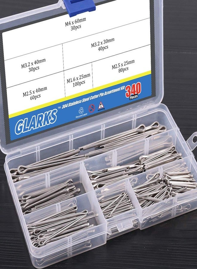 Glarks 340-Pieces 6 Sizes 304 Stainless Steel Cotter Pin Clip Key Fastner Fitting Assortment Kit for Automotive, Mechanics, Car Garage, Power Equipment, Cars, Trucks, Lawn Mower, Small Engine Repair - Image 5