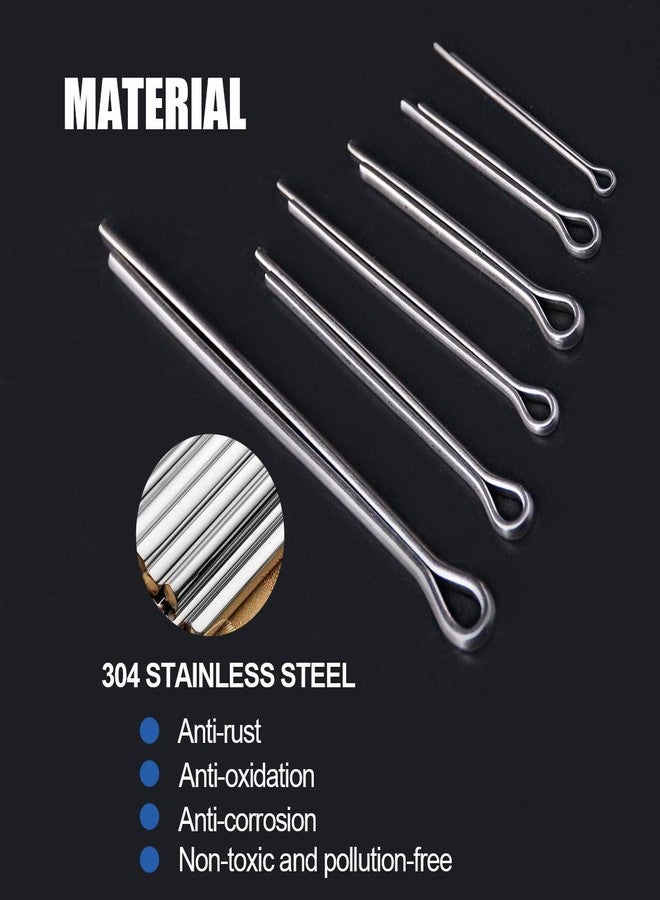 Glarks 340-Pieces 6 Sizes 304 Stainless Steel Cotter Pin Clip Key Fastner Fitting Assortment Kit for Automotive, Mechanics, Car Garage, Power Equipment, Cars, Trucks, Lawn Mower, Small Engine Repair - Image 3