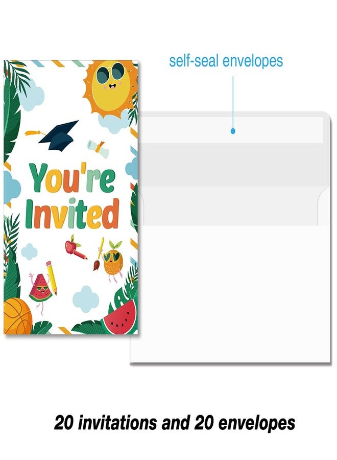 Soiceu School's out for Summer Party Invitations with Envelopes Set of 20 End of School Summer BBQ Party Invites Fill in Blank - Image 3