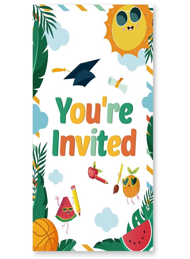 Soiceu School's out for Summer Party Invitations with Envelopes Set of 20 End of School Summer BBQ Party Invites Fill in Blank - Image 2