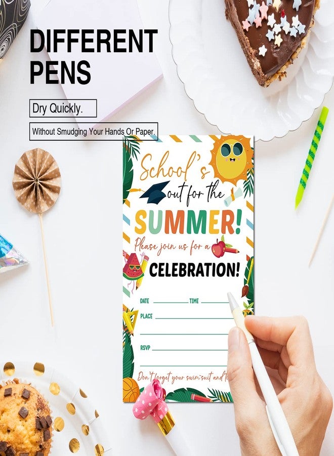 Soiceu School's out for Summer Party Invitations with Envelopes Set of 20 End of School Summer BBQ Party Invites Fill in Blank - Image 4