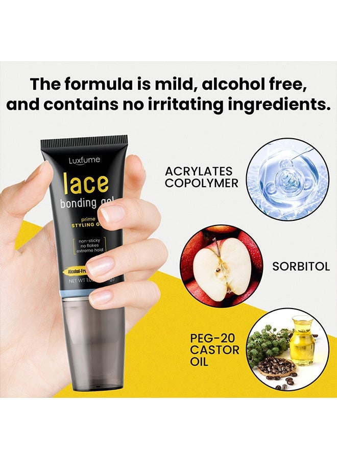 Luxfume Lace Bonding Gel-Wig Glue Lace Glue,New Brush Head Design,Invisible Skin Friendly Formula, Bold Hold Lace Glue for Wigs Temporary Daily Hold for Lace Front Wigs and Hair for Women Men - Image 3