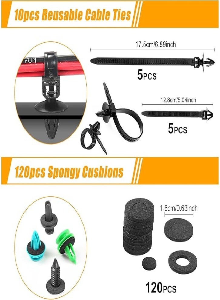 Upgraded 1240pcs Auto Push Retainer Clips and Auto Fasteners Kit - 32 Most Common Sizes Nylon Bumper Fender Rivets with 10 Cable Ties and Fastener Remover for Toyota, GM, Ford, Honda, Chevrolet - Image 5