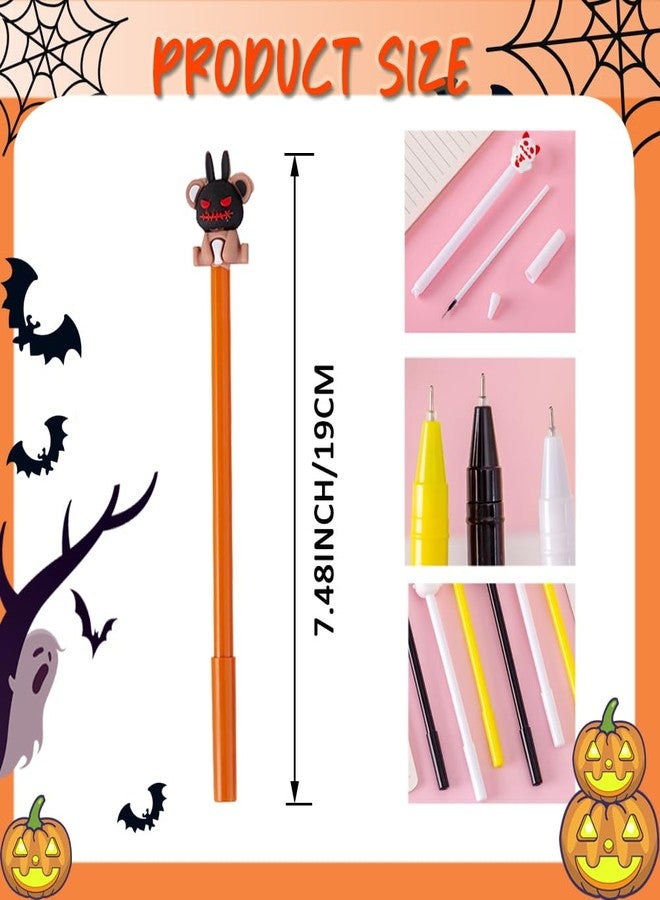 AWEELON 30 Pcs Halloween Pens, Pumpkin Skull Heads Ghost Bat Shape Pens,0.5 MM Bulk Black Rollerball Pen for Halloween Party Supplies School Office (10style) - Image 2