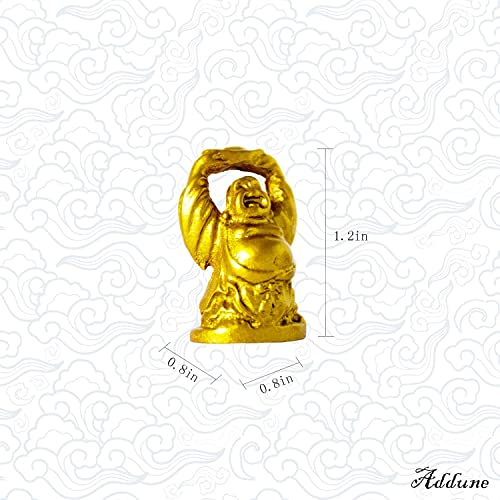 Addune Set of 6 Mini Laughing Happy Buddha Statue Resin Figurines Feng Shui for Luck Wealth Good Gift and Collection (1'', Gold) - Image 4