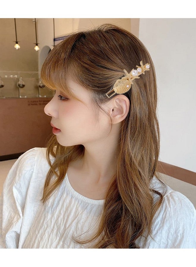 Aaiffey Shell Pearl Starfish Hair Clip Set For Women Girlssea Star Hair Pins Girls Cute Headwear Styling Tools Princess Hair Clips Hair Accessories 6 Pcs - Image 4