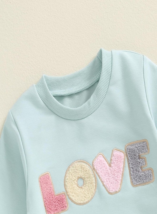 Socutebabe ملابس أطفال بنات من Socutebabe، أطقم خريف وشتاء للرضع حديثي الولادة، كنزات بأكمام طويلة وياقة دائرية وبنطلونات، مقاس 0-24 شهرًا (أزرق، 3-6 أشهر) - Image 3