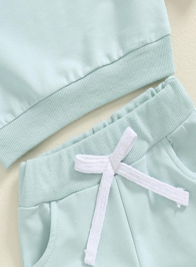 Socutebabe ملابس أطفال بنات من Socutebabe، أطقم خريف وشتاء للرضع حديثي الولادة، كنزات بأكمام طويلة وياقة دائرية وبنطلونات، مقاس 0-24 شهرًا (أزرق، 3-6 أشهر) - Image 4