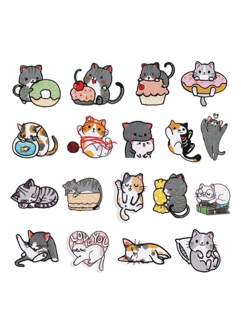 18 Pcs Animals Iron on Patches Cat Embroidered Iron On Patches Fabric Repair Patch Self Adhesion Patches Sew On Patches DIY Motif Applique for Clothes Dress Jacket