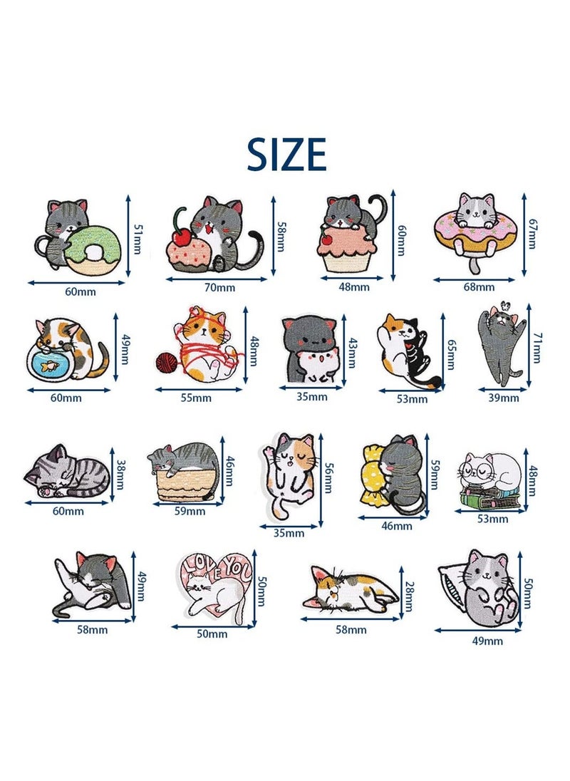 18 Pcs Animals Iron on Patches Cat Embroidered Iron On Patches Fabric Repair Patch Self Adhesion Patches Sew On Patches DIY Motif Applique for Clothes Dress Jacket