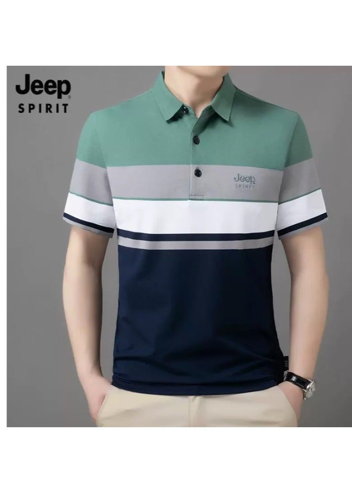 Jeep Striped Slim Fit Lapel Fashion POLO Shirt - Image 1