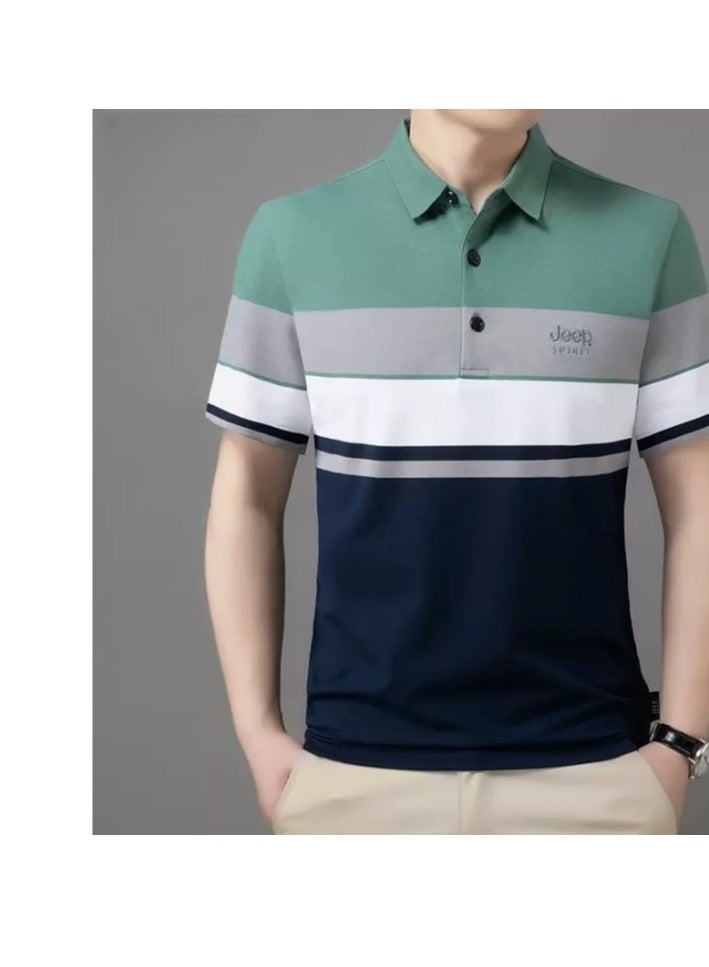 Jeep Striped Slim Fit Lapel Fashion POLO Shirt - Image 2