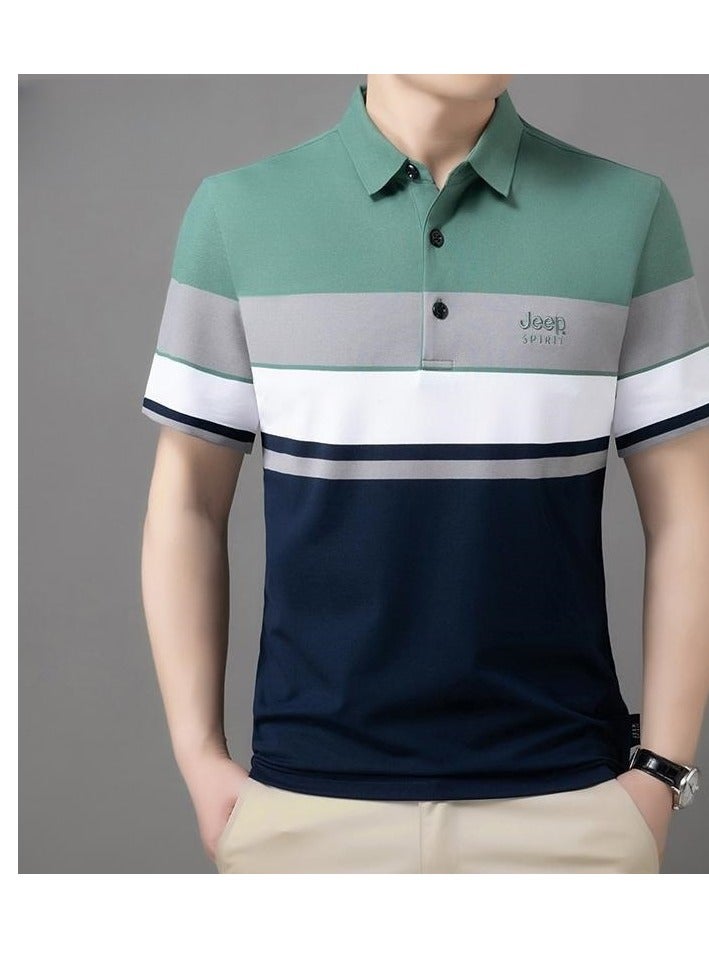 Jeep Striped Slim Fit Lapel Fashion POLO Shirt - Image 3