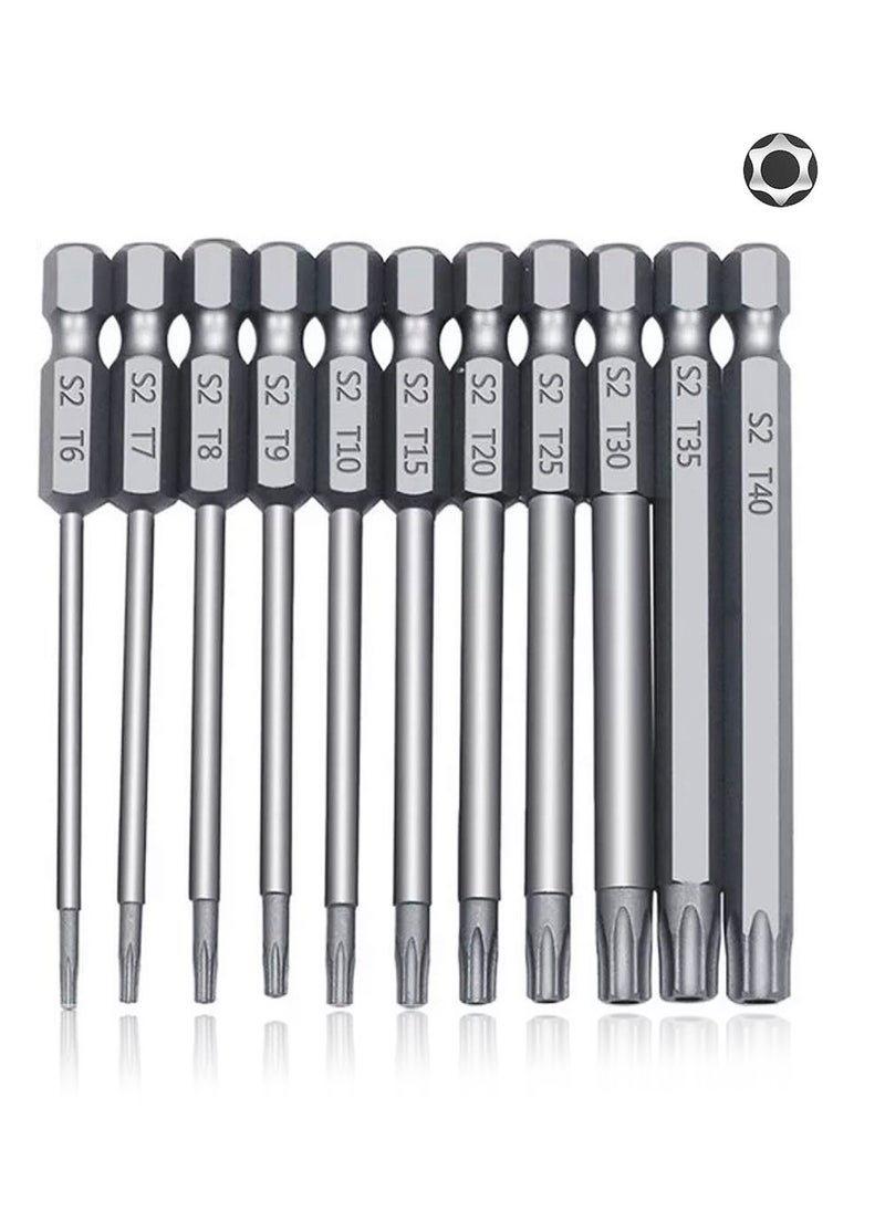 Yakumuz - Torx Security Screwdriver Set, Yakumuz 11 PCS T6-T40 3 Inch Magnetic Security Screwdriver Bit Set, 1/4” Hex Shank Security Tamper Proof Screwdriver Drill Bit Set - Image 1