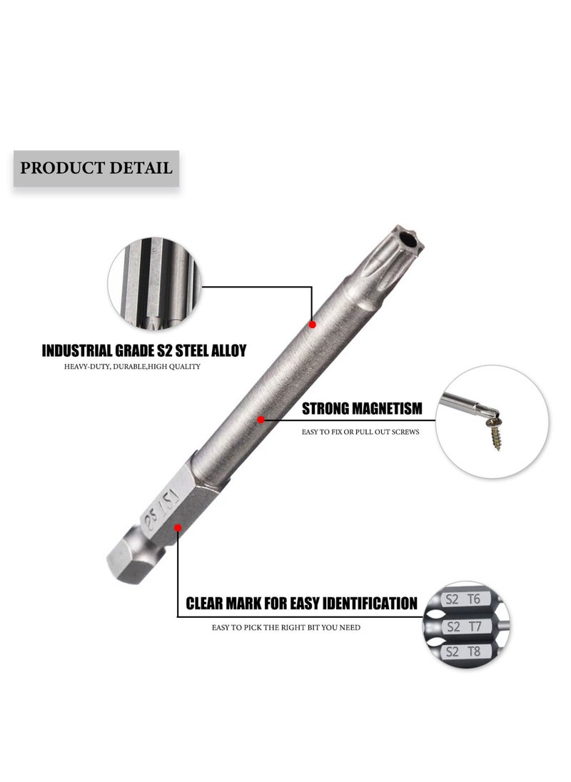 Yakumuz - Torx Security Screwdriver Set, Yakumuz 11 PCS T6-T40 3 Inch Magnetic Security Screwdriver Bit Set, 1/4” Hex Shank Security Tamper Proof Screwdriver Drill Bit Set - Image 1
