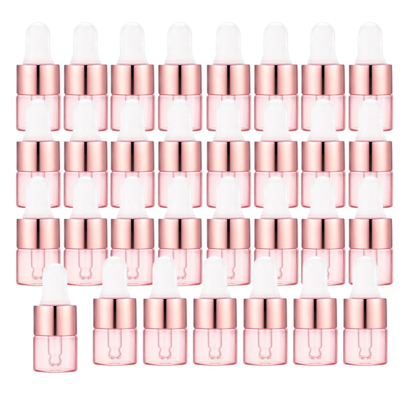 Easeen Sample Dropper Bottles, Mini Dropper Bottles with 2 Pcs Plastic Droppers for Traveling Essential Oils DIY Cosmetic Liquid Sample Perfume (Rose Pink, 1ML) - Image 2