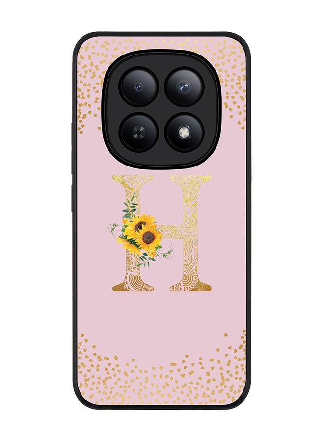 For Xiaomi Redmi Note 15 5G / Poco M8 Case,Slim fit Camera Protection, Shockproof Thin Phone cover  - Custom Floral Monogram - H  (Pink )