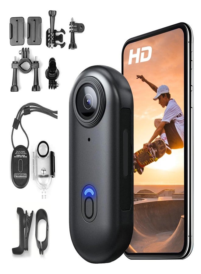 FOUKWAKC H7Pro 1080P Thumb Action Camera, Mini Body Camera, Wearable POV Portable Body Cam with Magnetic Lanyard & Waterproof Case, Hands-Free Recording, Helmet Cam for Work, Cycling, Vlogging (No Card) - Image 1