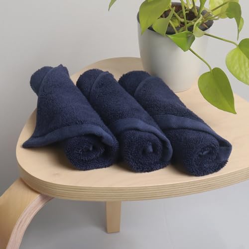 HEELIUM Bamboo Face Towel | Ultra Absorbent & Odour-Free | 3X Softer Than Cotton Towels | 30 x 30 cm - 600 GSM | Pack of 3 - Blue - Image 1