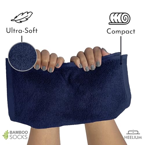 HEELIUM Bamboo Face Towel | Ultra Absorbent & Odour-Free | 3X Softer Than Cotton Towels | 30 x 30 cm - 600 GSM | Pack of 3 - Blue - Image 4