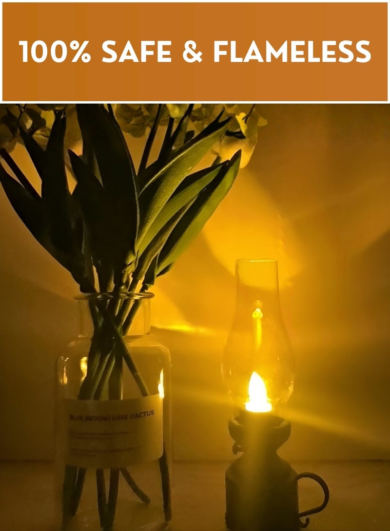 Pack of 8 LED Candle Lantern with Glass Shade Battery Operated Flameless Flickering Flame Light Vintage Hurricane Lamp Decorative Tealight Holder for Home Decor Wedding Party Ramadan Events Assorted Colors - Image 3