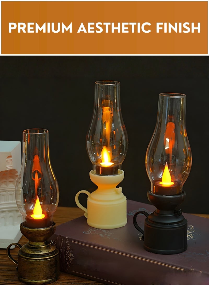 Pack of 8 LED Candle Lantern with Glass Shade Battery Operated Flameless Flickering Flame Light Vintage Hurricane Lamp Decorative Tealight Holder for Home Decor Wedding Party Ramadan Events Assorted Colors - Image 5